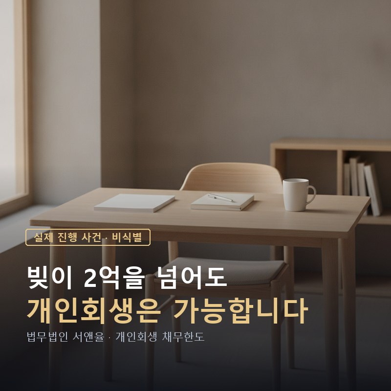 빚 2억 개인회생 가능할까?｜청주 60대 직장인 인가 사례 — 이해를 돕기 위한 연출 이미지